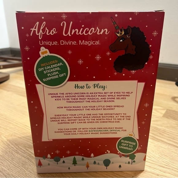 Afro Unicorn Holiday Tradition Plush NEW Calendar Stickers & Gift - Picture 6 of 6